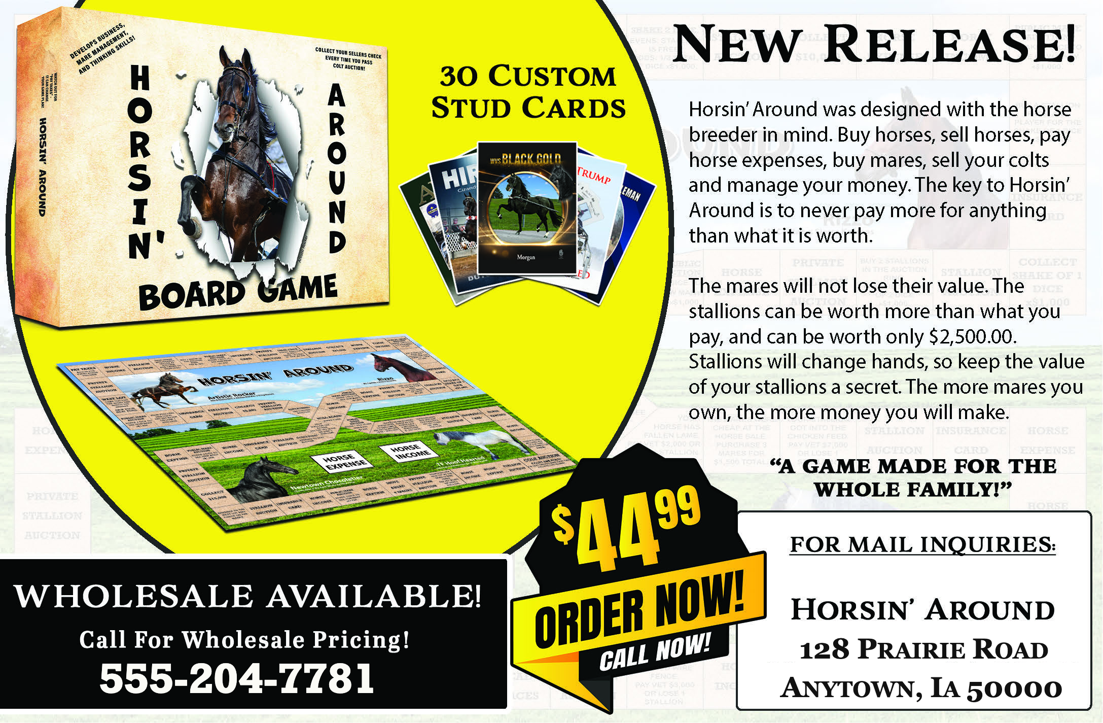 Horsin' Around board-game print advertisement